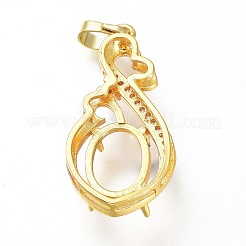 Messing Micro Pave klare Zirkonia offene Rückseite Lünette Anhänger Cabochon Einstellungen ZIRC-I049-09G