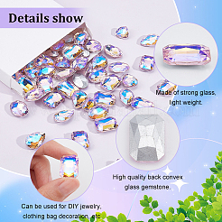 64 Stück 4 Stil Strass-Cabochons aus Glas mit spitzem Rücken RGLA-FG0001-08
