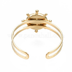 Offener Manschettenfingerring aus Edelstahl 304 mit Cabochon-Fassungen STAS-T060-10G