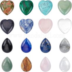 16 Stück Edelstein-Cabochons in 16 Stilen G-FH0001-44