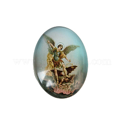 Jesus und die Jungfrau bedruckten Glas ovale Cabochons GGLA-N003-18x25-A