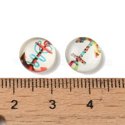 Ruder & Anker gedruckt Glas Cabochons GGLA-A002-10mm-WW