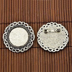 Geschnitzten flachen runden Gestellware Messing Locketanhänger cabochon Fassungen DIY-X0188-AS-NR