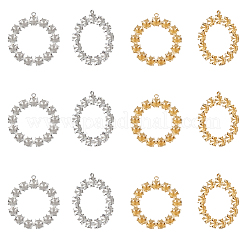 12 Stück 2 Farben 304 Edelstahl Anhänger Strass-Einstellungen STAS-UN0043-13
