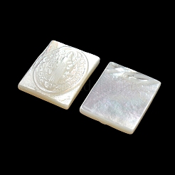 Geschnitzte natürliche weiße Muschel-Cabochons SSHEL-N038-07-01
