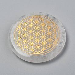 Natürliche Quarzkristall-Cabochons mit Chakra-Motiven G-P001-22A