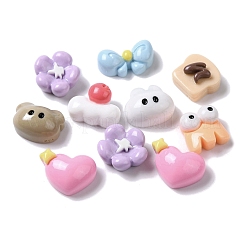 Herz-/Bär-/Blumen-Cartoon-Deko-Cabochons aus undurchsichtigem Harz CRES-P031-D