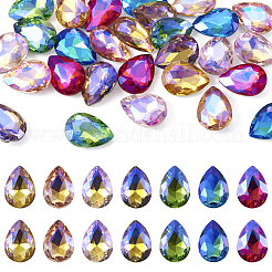 70 Stück 7 Farben spitz zulaufende Glas-Strass-Cabochons RGLA-TA0001-06