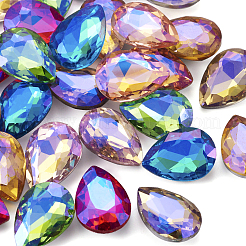 70 Stück 7 Farben spitz zulaufende Glas-Strass-Cabochons RGLA-TA0001-06