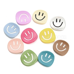 Undurchsichtige Cabochons mit lächelndem Gesicht aus Kunstharz RESI-D003-05