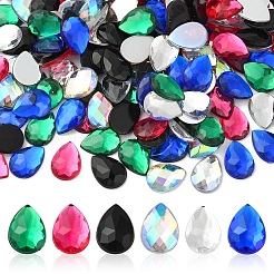 180 Stück 6 Farben Acryl-Strass-Cabochons mit flacher Rückseite. GACR-YW0001-04