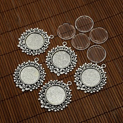 Legierung Cabochon & Strass Fassungen und 25 mm oval Klarglas Abdeckungssätze DIY-X0141-AS-NR