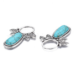 Synthetische Türkis-Cabochon-Fassungen für Emaille PALLOY-N157-029