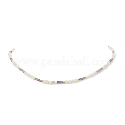 Natürliche Edelstein- und Regenbogen-Mondstein-Perlenkette für Frauen NJEW-JN04173