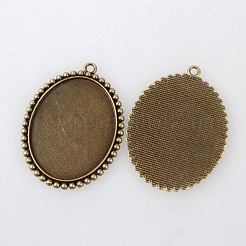 Tibetischen Stil Anhänger cabochon Fassungen mit antiken metallic Farbe und erhöht Skulptur sind voller Retro-Stil TIBEP-M018-136AB-NF