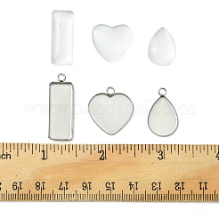 15 Stück 3 Stile 304 Edelstahl Anhänger Cabochon Einstellungen STAS-FS0001-41