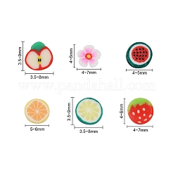 1800 Stück 6 Stil Obst Thema handgemachte Fimo Nail Art Dekoration CLAY-YW0001-23
