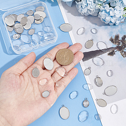 30 Stück 3 Größen 304 Edelstahl Anhänger Cabochon-Fassungen STAS-UN0042-66