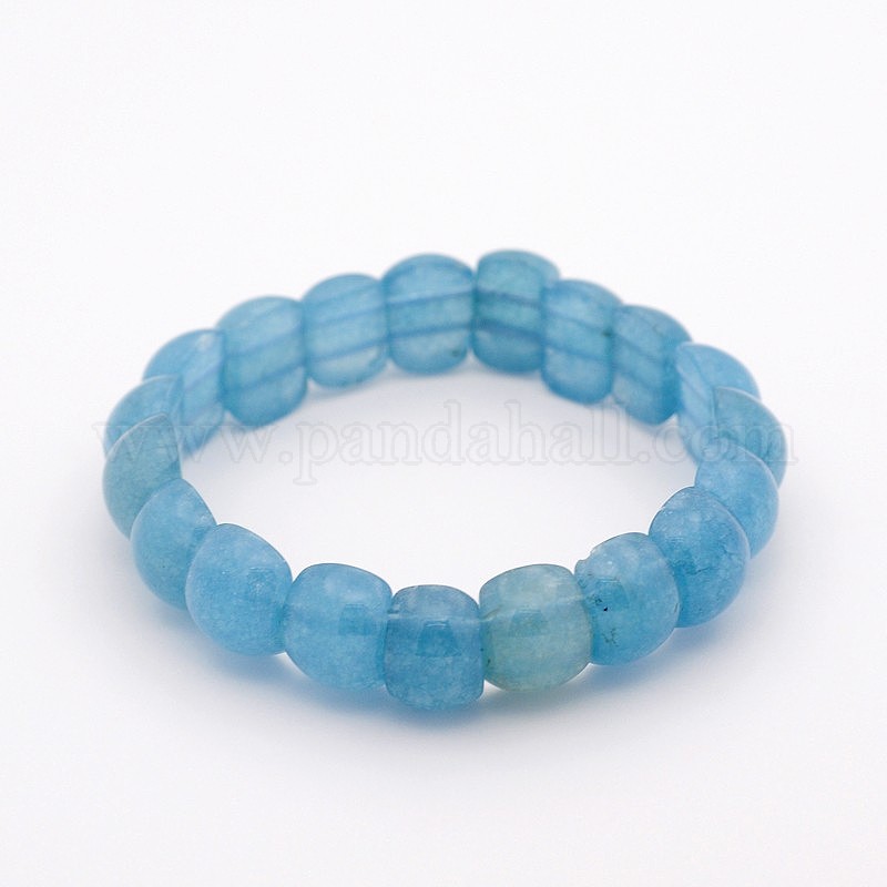 Wholesale Natural Aquamarine Gemstone Oval Bead Stretch Bracelets