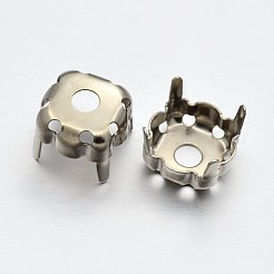 Viereckige Messing-Krappenfassungen zum Aufnähen KK-O084-05-8x8mm