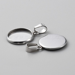 10 Stück Cabochon-Fassungen für Anhänger aus 304 Edelstahl STAS-WH0029-97B-P