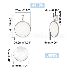 30 Stück Cabochon-Fassungen für Anhänger aus Edelstahl 304 FIND-UN0001-80