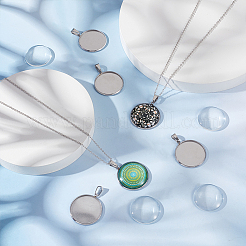 30 Stück Cabochon-Fassungen für Anhänger aus Edelstahl 304 FIND-UN0001-80