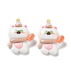 Cartoon weiße Katze Harz Decoden Cabochons CRES-R203-01A