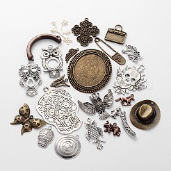 Gemischte Formen Tibetische Legierung Anhänger Cabochon und Anhänger Strass Fassungen TIBE-X0015