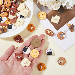 64 Stück 8 Stile Spiel Essen Thema opake Harz Decoden Cabochons RESI-SC0005-87