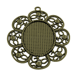Tibetischer Stil Legierung ovalen Trägers Fassungen für Cabochon TIBEP-5434-AB-LF