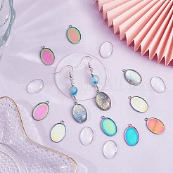 30 Stück Ionenplattierung (IP) 304 Edelstahl Anhänger Cabochon-Einstellungen STAS-UN0049-14