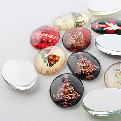 Festival Weihnachten Thema Weihnachten Ornamente Dekorationen Glas oval flatback Cabochons GGLA-A003-18x25-KK