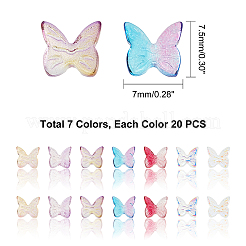 140 Stück 7 Farben transparente Glascabochons GGLA-PH0001-12