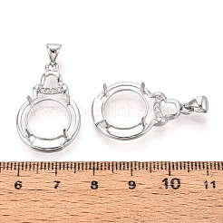 925 Sterling Silber Micro Pave klare Zirkonia Anhänger Krallen Cabochon Fassungen STER-N016-48P