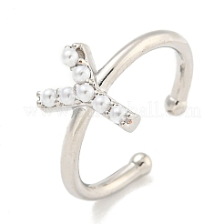 Offene Manschettenringe aus Messing mit Rack-Beschichtung für Damen RJEW-F162-01P-Y