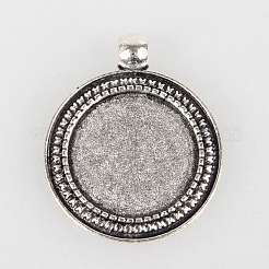 Tibetischen Stil Anhänger cabochon Fassungen mit antiken metallic Farbe und erhöht Skulptur sind voller Retro-Stil X-TIBEP-O006-07AS