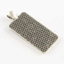 Tibetischer Stil Rechteck Legierung Anhänger Fassungen TIBEP-Q055-01AS-RS