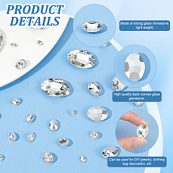 94 Stück 6 Stil Strass-Cabochons aus Glas mit spitzem Rücken RGLA-FG0001-23