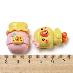 Cartoon-Enten-Cabochons aus undurchsichtigem Harz RESI-D006-02