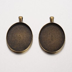 Oval tibetischer Stil Legierung großen Anhänger Fassungen PALLOY-K109-39AB-NR