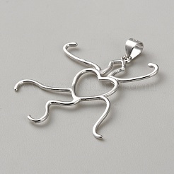 Herzförmiger 925 Sterling Silber Anhänger Cabochon Fassungen STER-WH0005-39