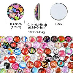Valentinstag-Thema Flatback-Glascabochons GGLA-N005-12mm-02