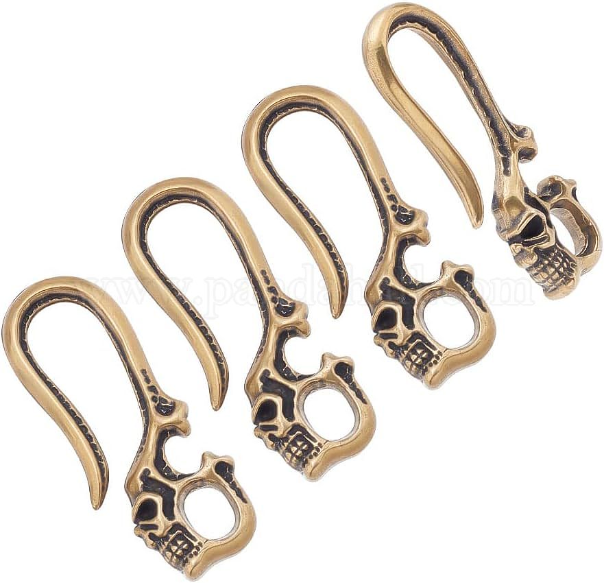 Wholesale ARRICRAFT 4Pcs Tibetan Style Brass Hook Clasp Pandahall