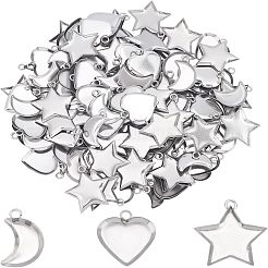 120 Stück 3 Stile 304 Edelstahl Anhänger Cabochon Einstellungen STAS-UN0020-85P