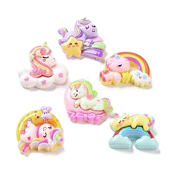 Einhorn Regenbogen Wolke undurchsichtige Harz Decoden Cabochons CRES-A057-03