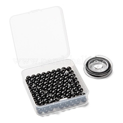 100pcs 8mm natürliche schwarze Turmalin runde Perlen DIY-LS0002-41