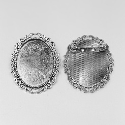 Antike tibetischer Legierung brosche Cabochon Lünette Fassungen PALLOY-O037-08AS