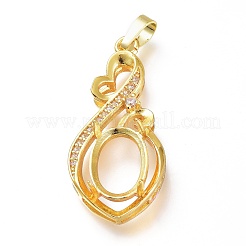 Messing Micro Pave klare Zirkonia offene Rückseite Lünette Anhänger Cabochon Einstellungen ZIRC-I049-09G