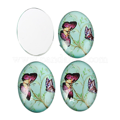 Schmetterling bedruckte Glas ovale Cabochons GGLA-N003-22x30-C